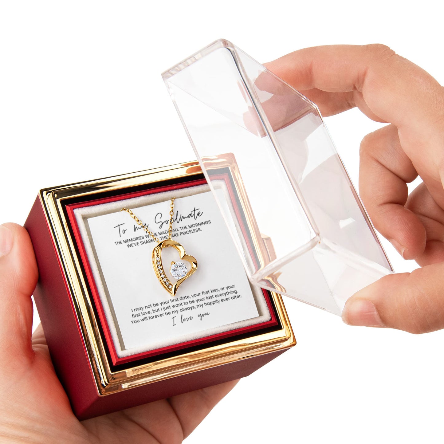 Your Last Everything, To My Soulmate Forever Love Necklace with Rotating Rose Box