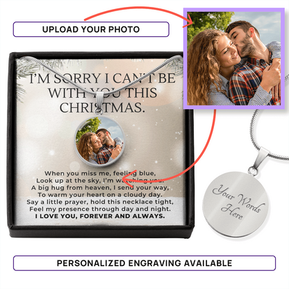 Heaven Sent You a Hug This Christmas, Custom Photo Necklace