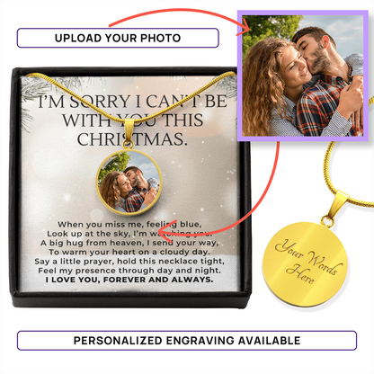 Heaven Sent You a Hug This Christmas, Custom Photo Necklace