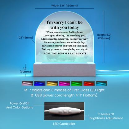 Heavenly Sky I Can't Be With You Poem LED Nightlight Acrylic Desktop Art (USB powered)