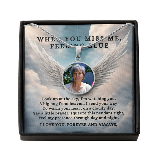 Custom Photo Pendant Necklace Memorial Gift with When You Miss Me Poem