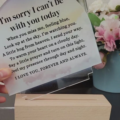 Heavenly Sky I Can't Be With You Poem LED Nightlight Acrylic Desktop Art (USB powered)