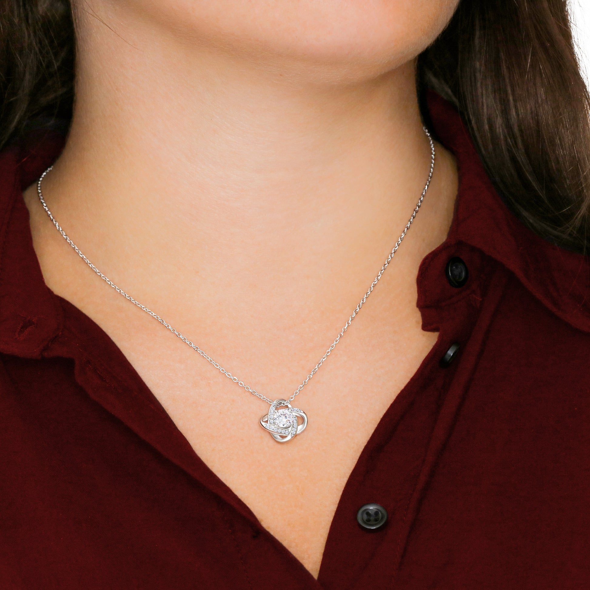 For a Great Mom Gift, Love Knot Necklace, From All of Us For Mother's Day