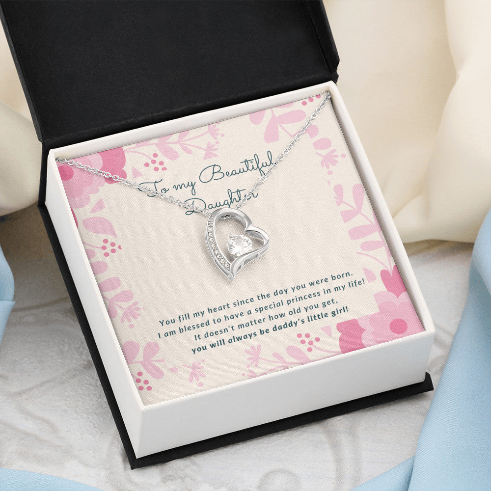 To My Beautiful Daughter Open Heart Necklace