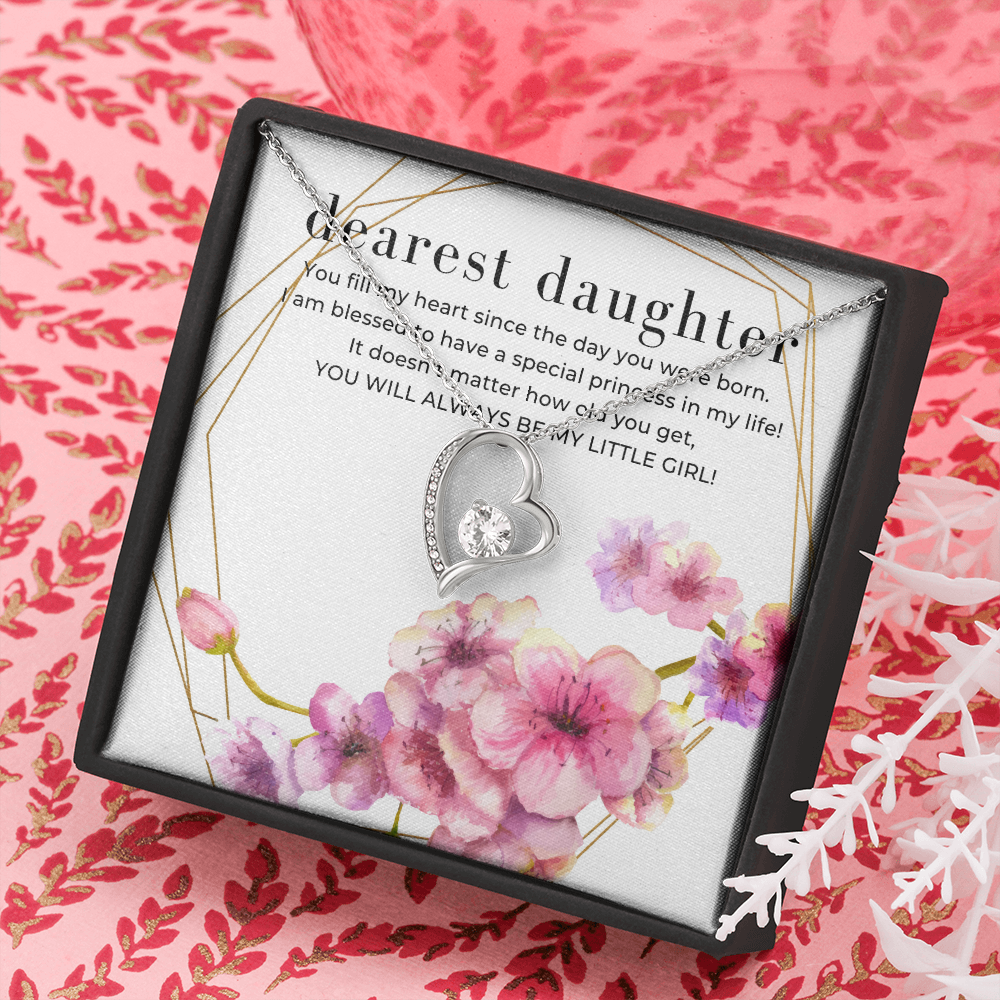 Dearest Daughter Open Heart Pendant Necklace