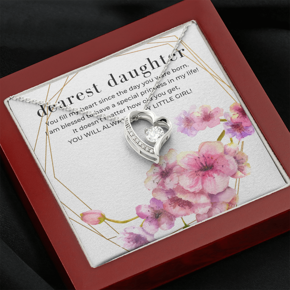Dearest Daughter Open Heart Pendant Necklace