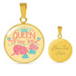 Queen of Her Tribe Cute Mother Elephant Round Pendant Necklace (Optional Engraving)