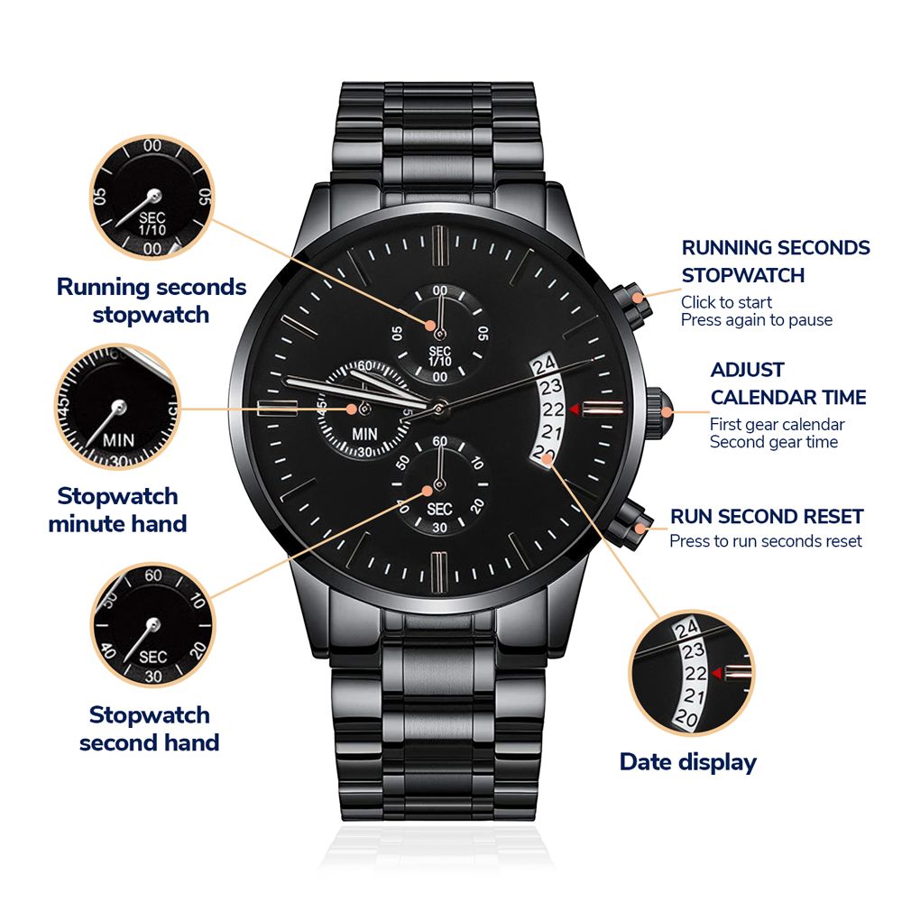 Best Bucking Dad Ever For Him Father's Day Black Engraved Chronograph Watch