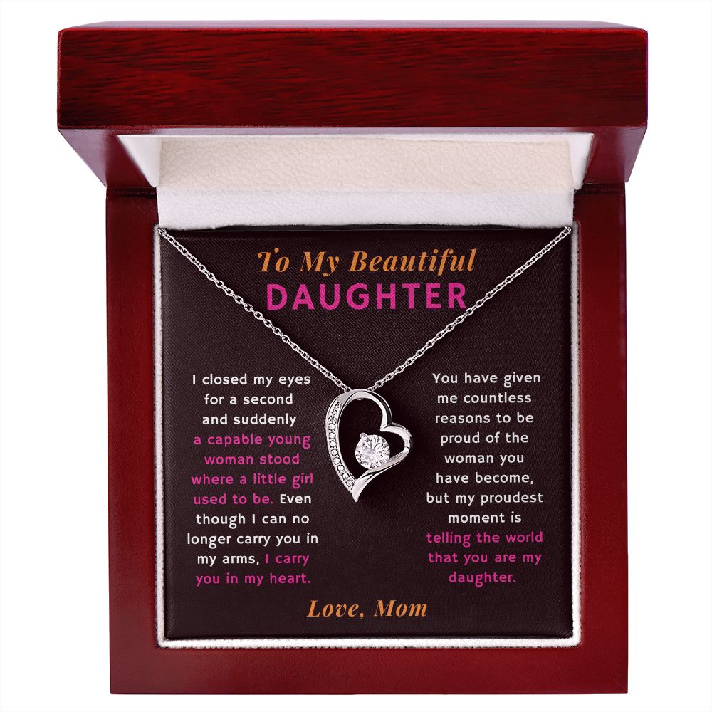 Proudest Moment is Telling the World That You are My Daughter Gift From Mom Heart Necklace
