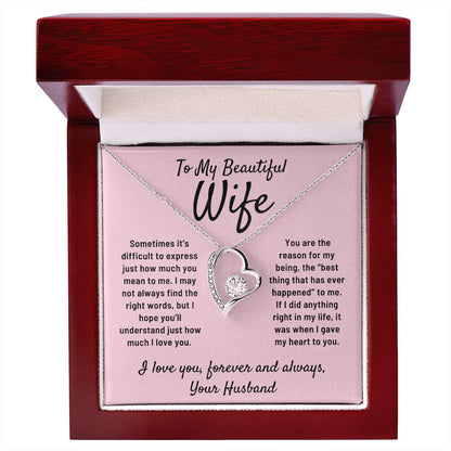 To My Beautiful Wife Gift From Husband Reason For My Being Heart Pendant Necklace