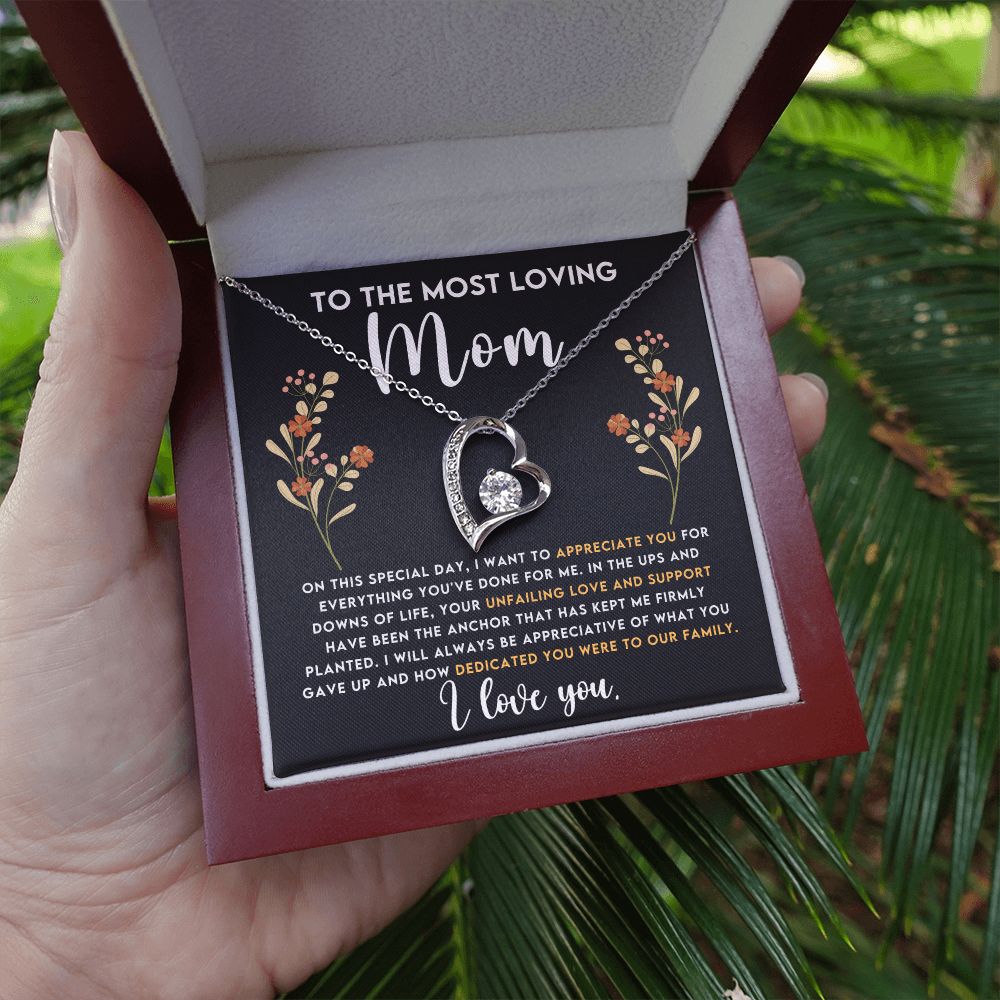 To My Loving Mom Gift I Appreciate You Forever Love Necklace For Birthday or Mother's Day