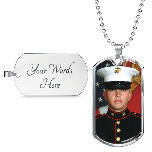 Near and Dear to my Heart Custom Photo Dog Tag Honor Veteran Military Necklace