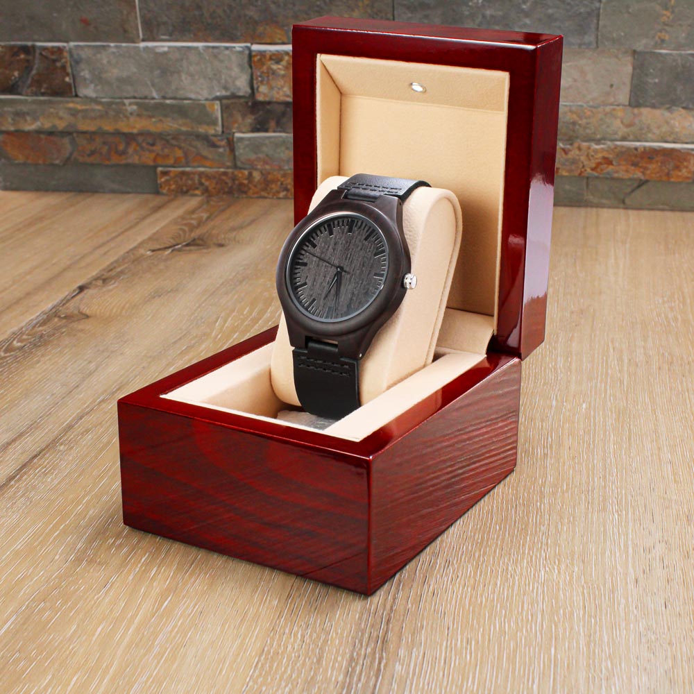 Best Bucking Dad Ever For Him Father's Day Black Engraved Wooden Watch