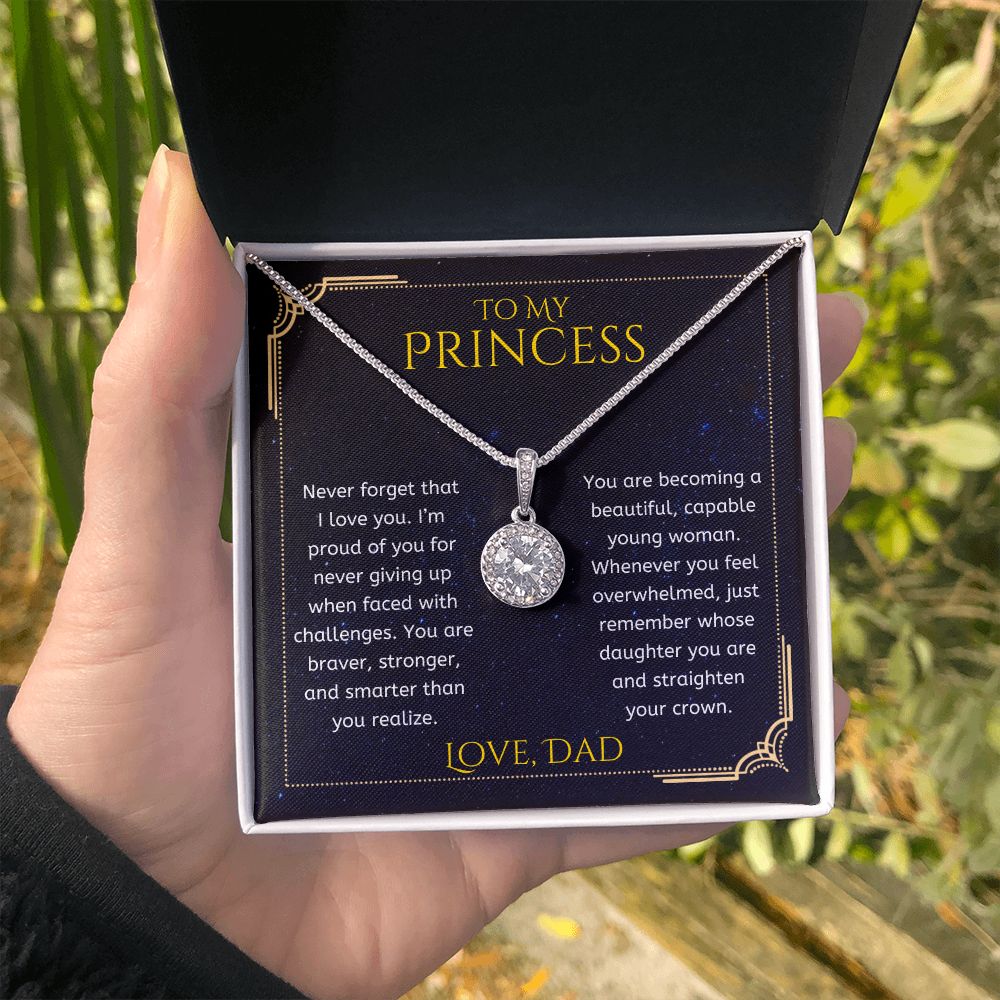 To My Princess Daughter Gift Straighten Your Crown From Dad Eternal Hope Necklace