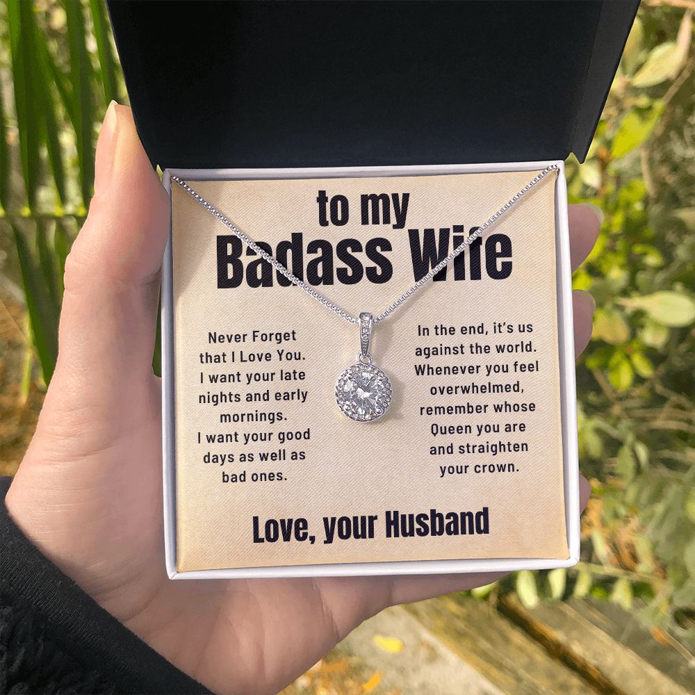 To My Badass Wife Gift From Husband Straighten Your Crown Eternal Hope Necklace
