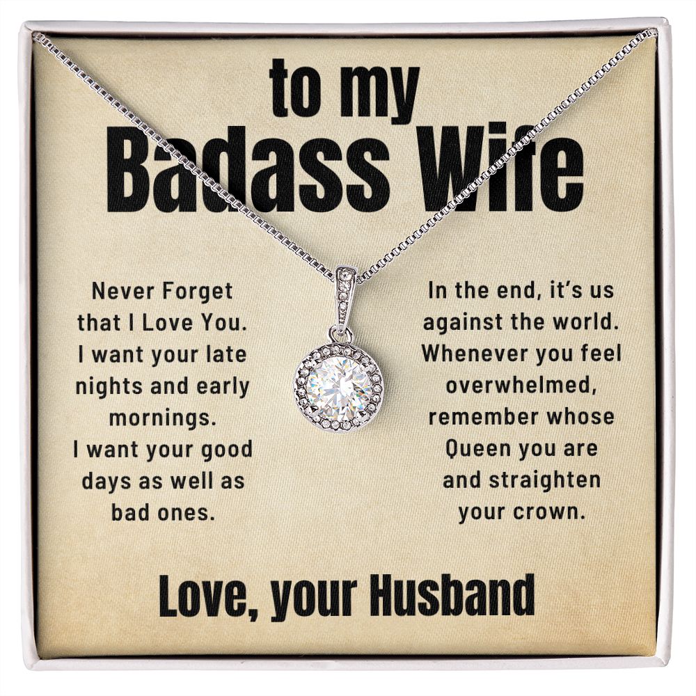 To My Badass Wife Gift From Husband Straighten Your Crown Eternal Hope Necklace