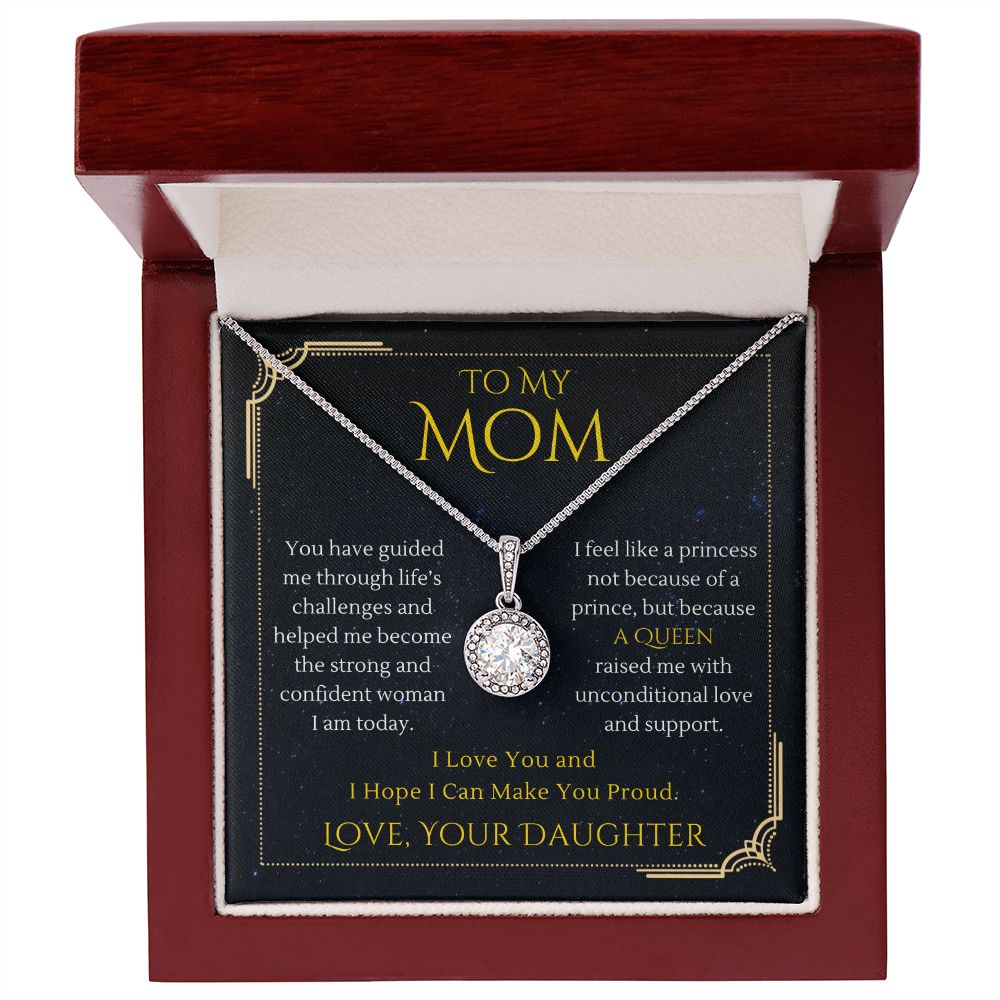 To My Mom Necklace Gift from Daughter, Because a Queen Raised me,  Eternal Hope Necklace For Mother's Day