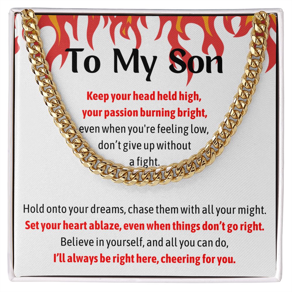 To My Son Inspirational Encouragement Cuban Chain Necklace