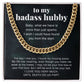 To My Badass Hubby From Wife Gift Love Poem Anniversary Cuban Chain Necklace