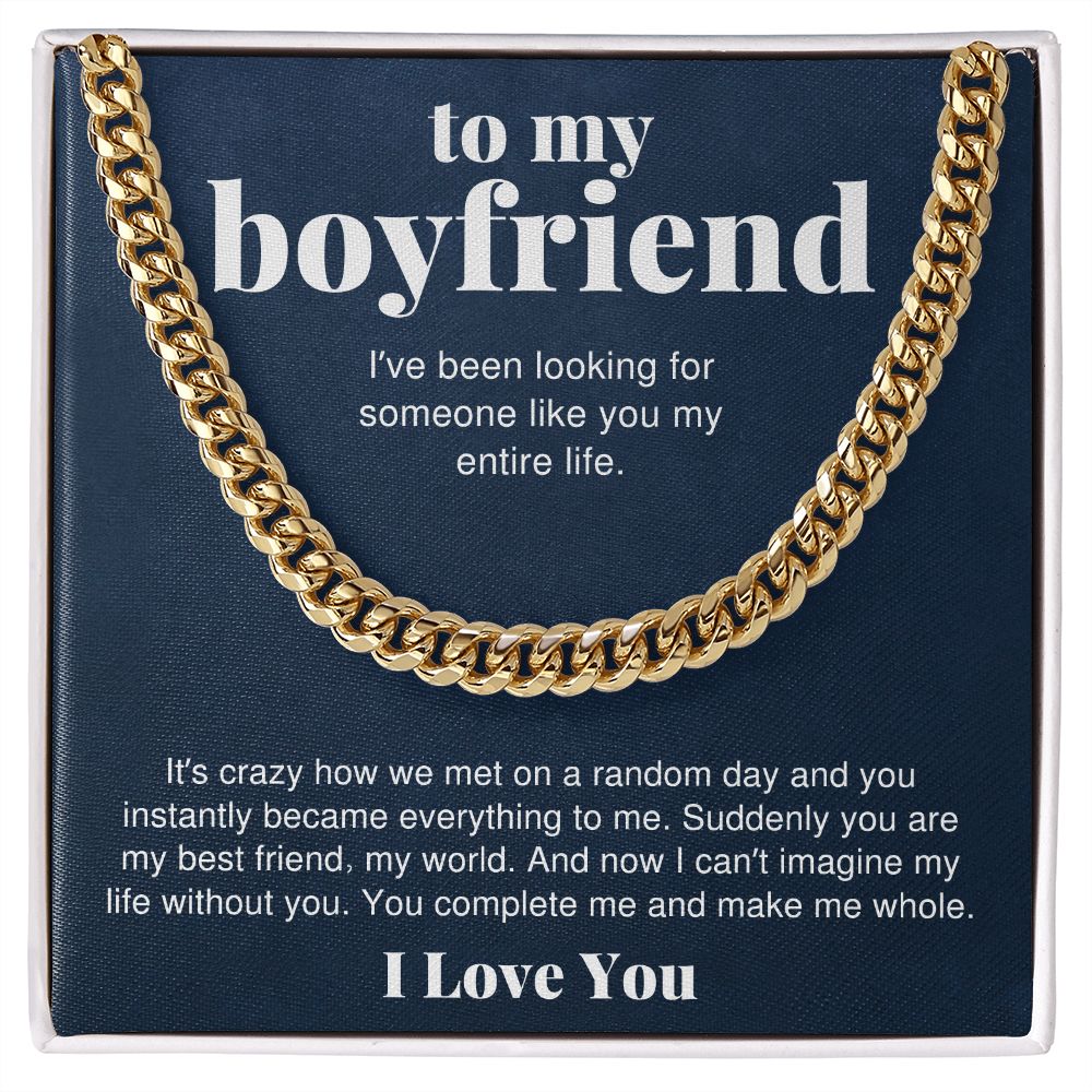 To My Boyfriend Gift You Complete Me Cuban Link Chain Necklace