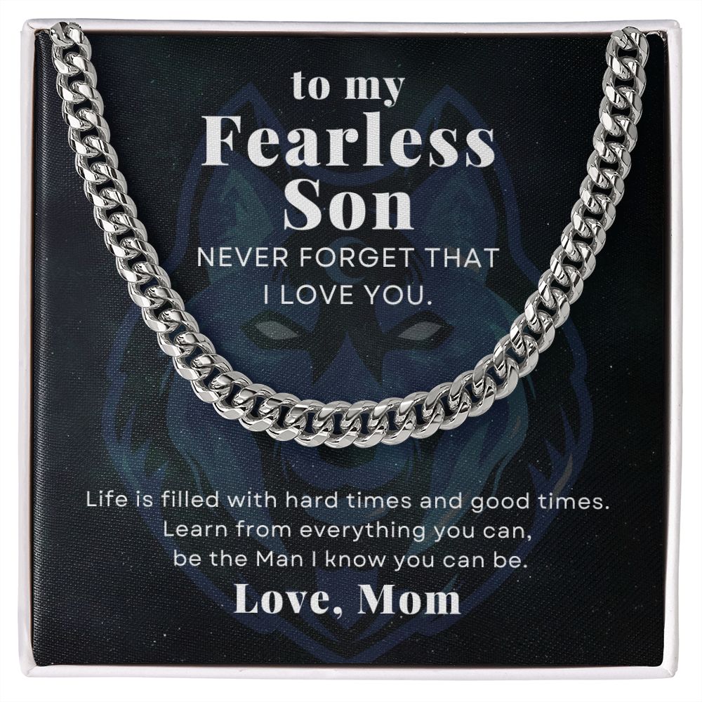 To My Fearless Son From Mom Cuban Chain Necklace