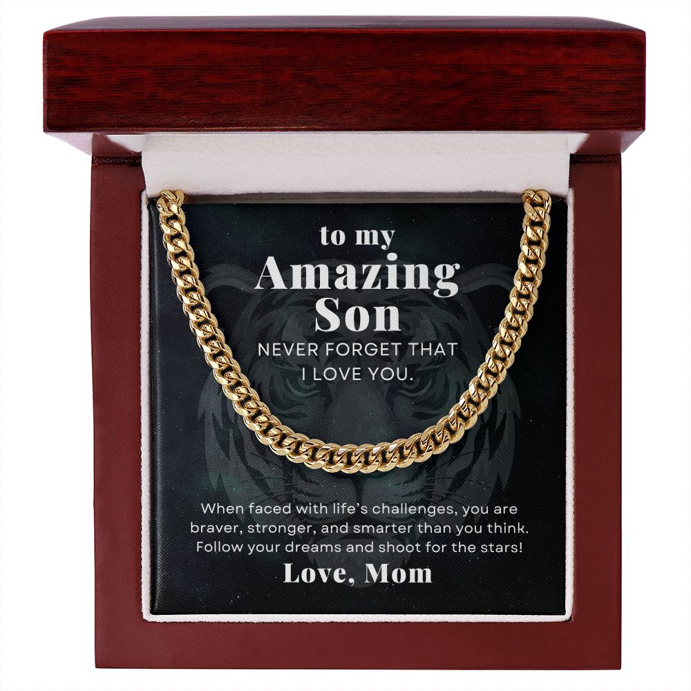 To My Amazing Son Gift From Mom Cuban Chain Necklace