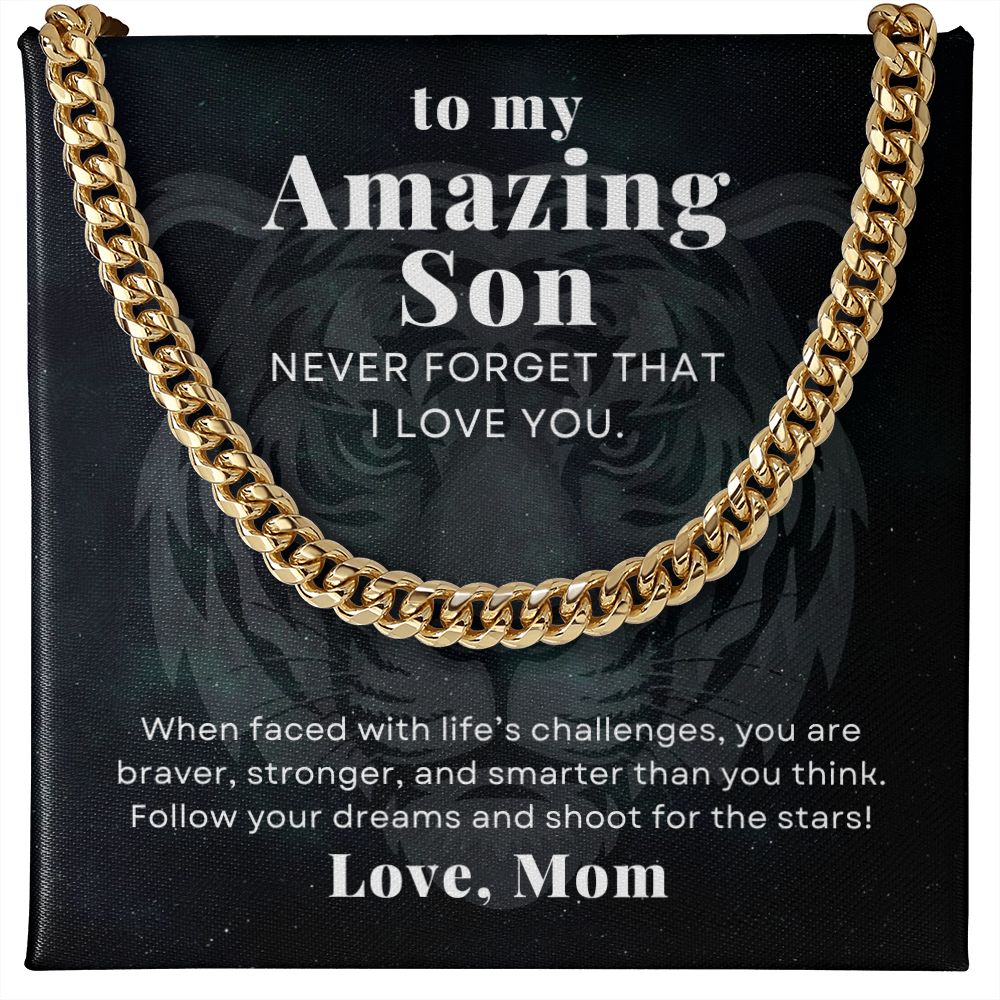 To My Amazing Son Gift From Mom Cuban Chain Necklace