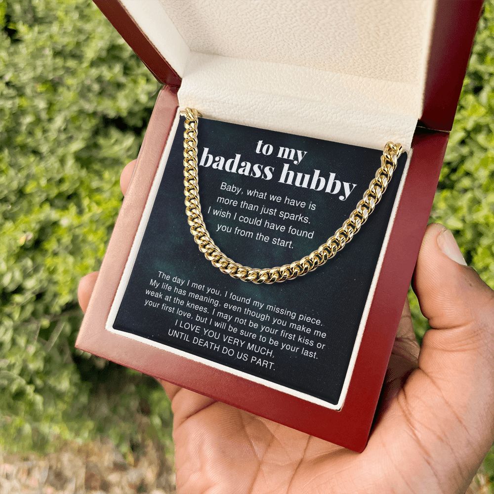 To My Badass Hubby From Wife Gift Love Poem Anniversary Cuban Chain Necklace