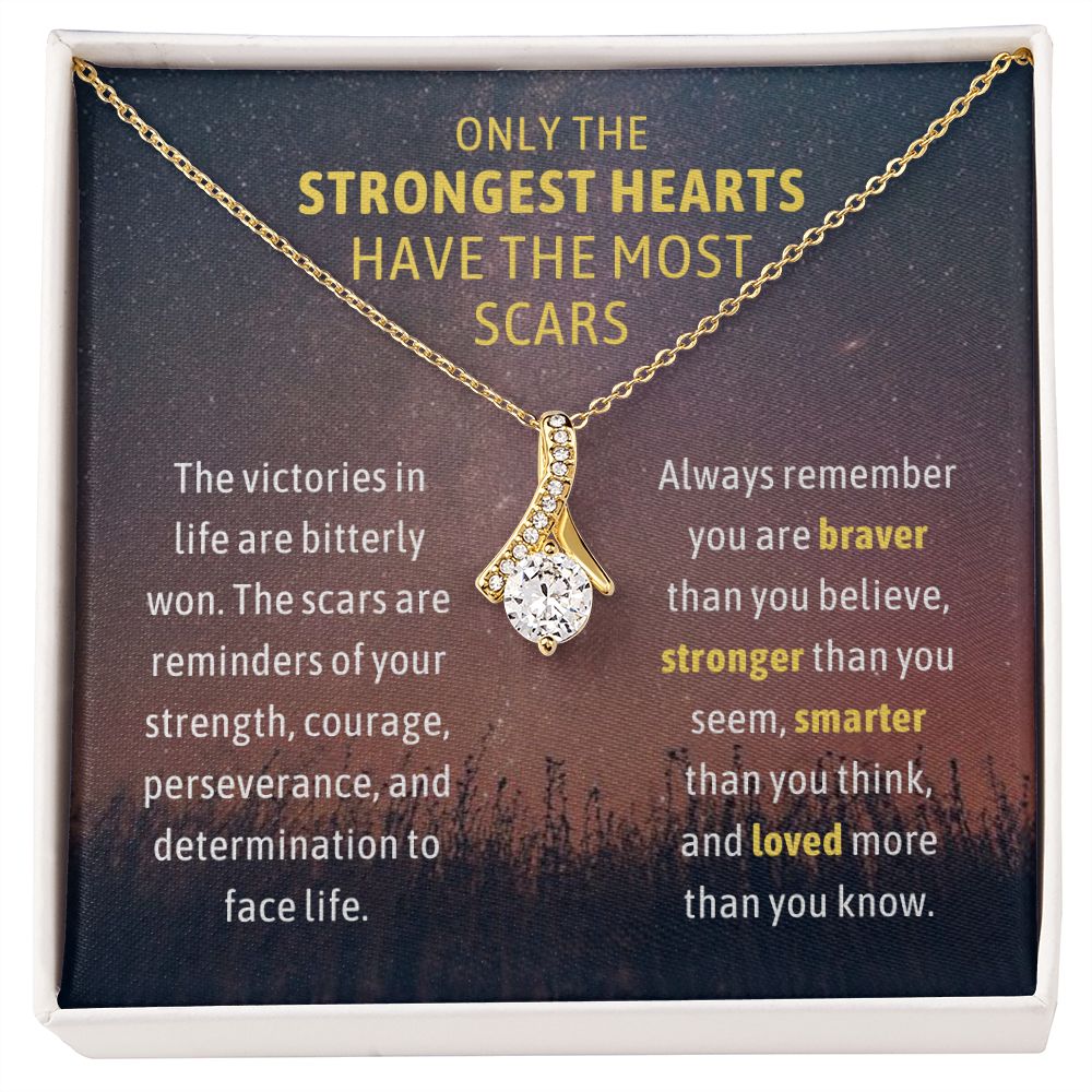 Recovery Necklace Encouragement Gift For Her, Strongest Hearts Have the Most Scars Alluring Beauty Necklace