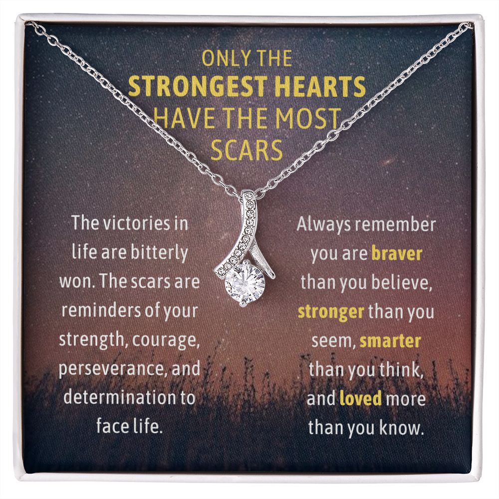 Recovery Necklace Encouragement Gift For Her, Strongest Hearts Have the Most Scars Alluring Beauty Necklace