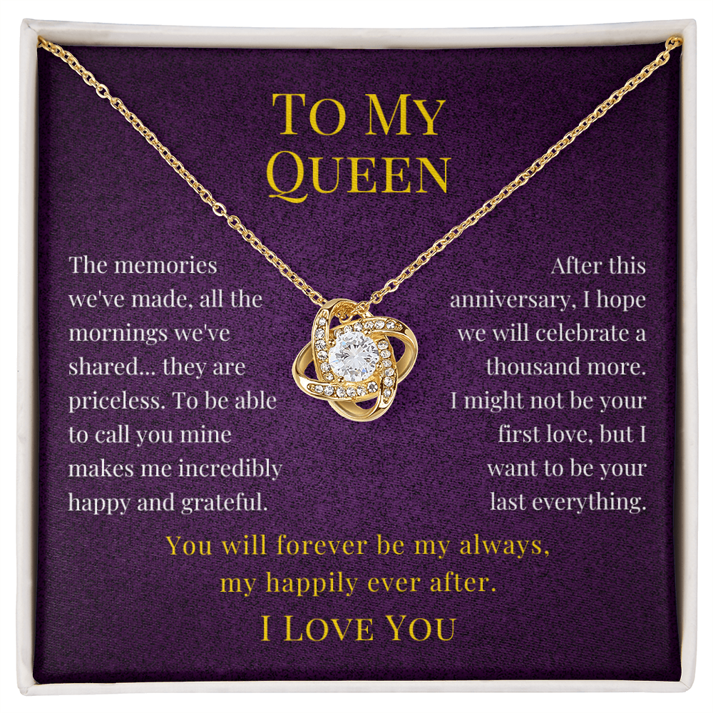 Happy Anniversary For Wife To My Queen Romantic Love Knot Pendant Necklace