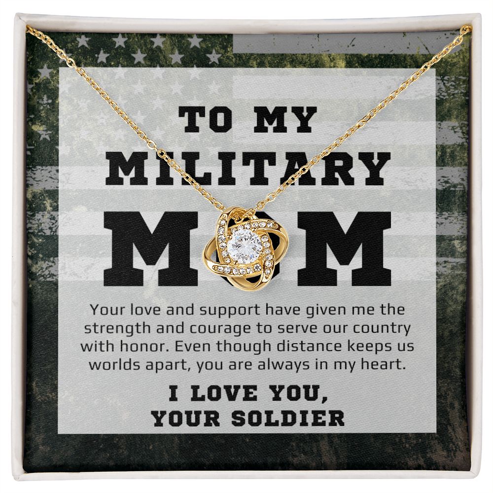 To Military Mom From Her Soldier Gift Love Knot Necklace For Mother's Day, Birthday or Christmas