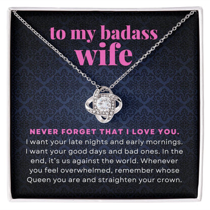 To My Badass Wife Gift From Husband Straighten Your Crown Necklace