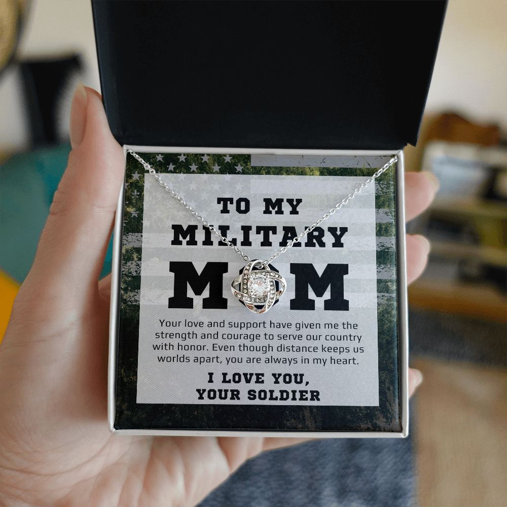 To Military Mom From Her Soldier Gift Love Knot Necklace For Mother's Day, Birthday or Christmas