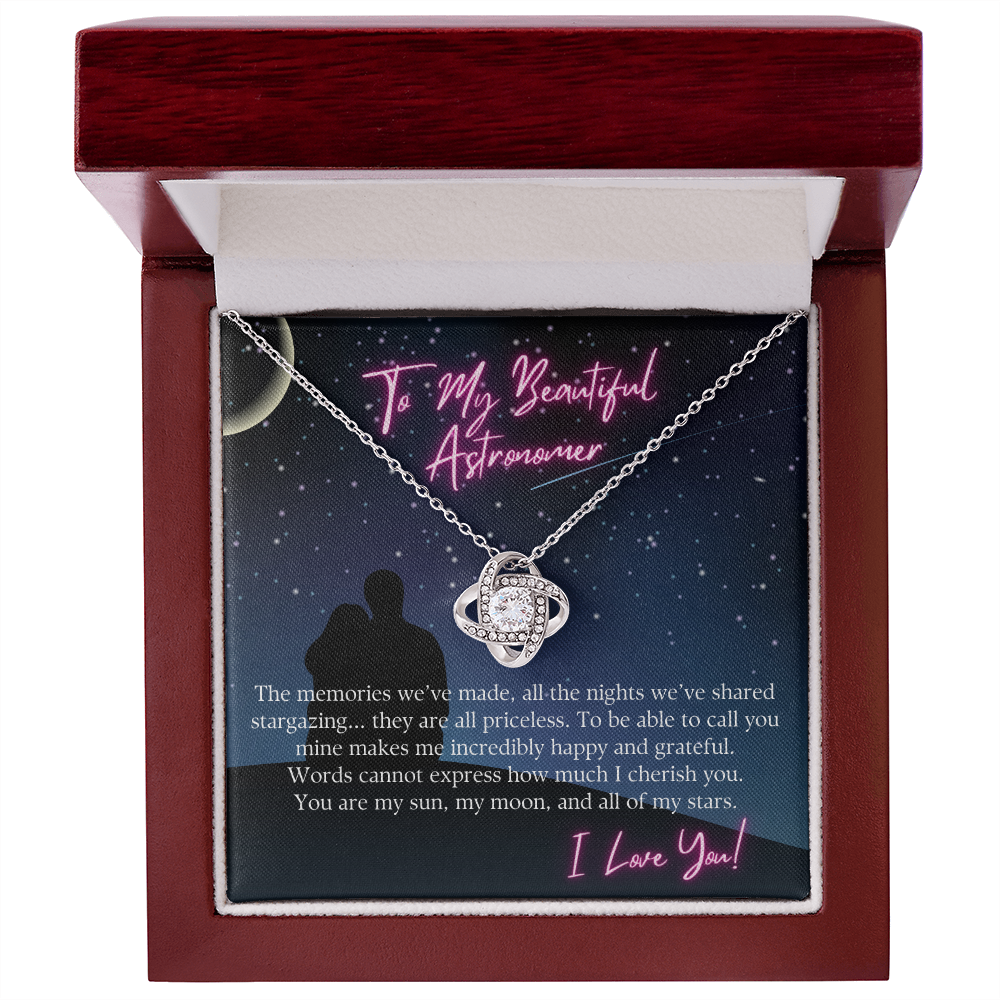 To My Beautiful Astronomer Girlfriend or Wife Love Knot Pendant Necklace