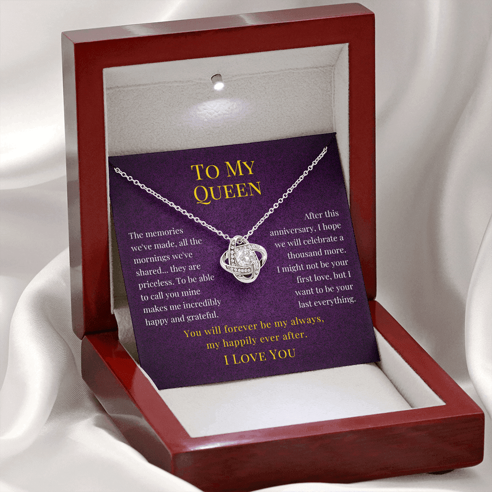 Happy Anniversary For Wife To My Queen Romantic Love Knot Pendant Necklace