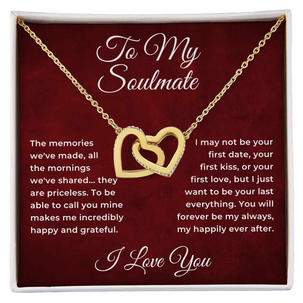 To My Soulmate From Husband Boyfriend Interlocking Hearts Pendant Necklace Jewelry Gift