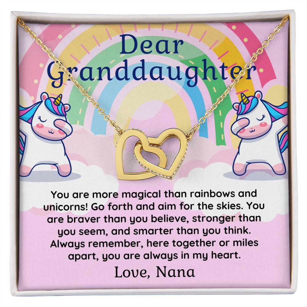 To Granddaughter From Nana More Magical then Unicorns Double Hearts Pendant Necklace