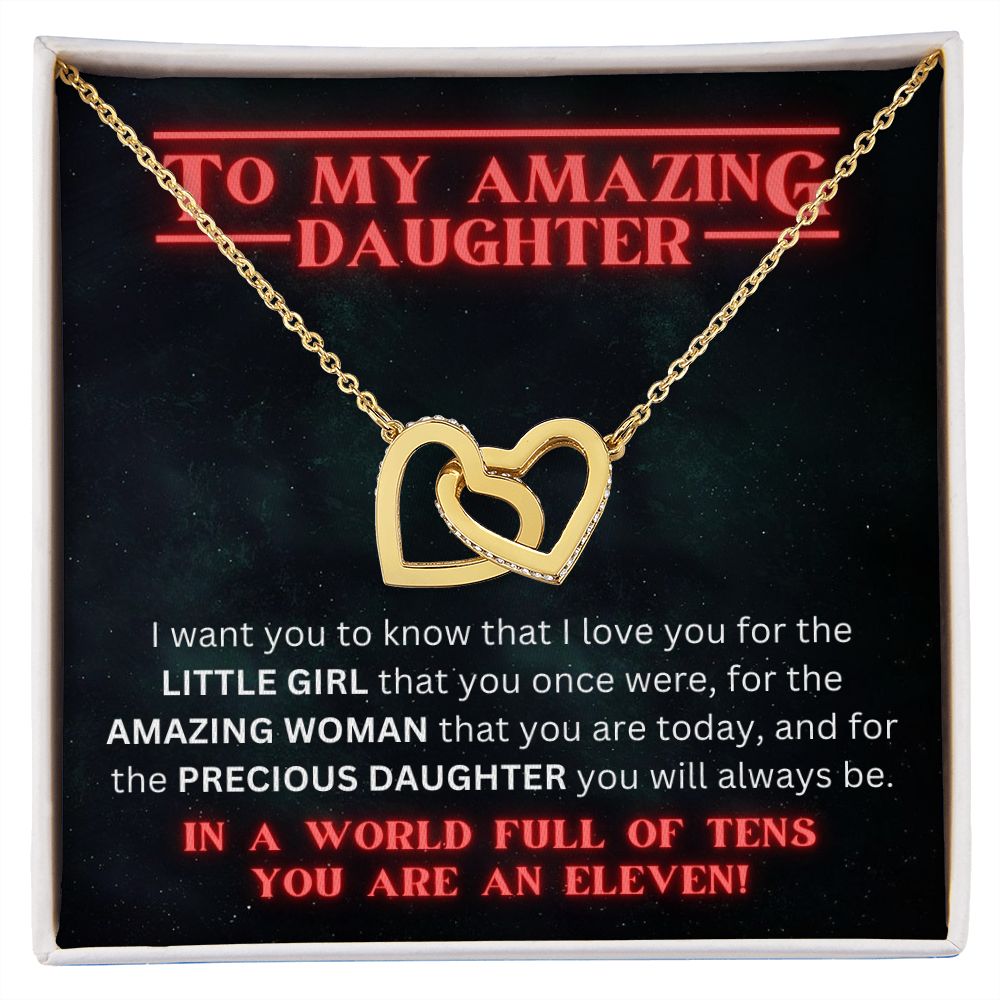 To Amazing Daughter Gift For Her Stranger Things Inspired Interlocking Heart Necklace