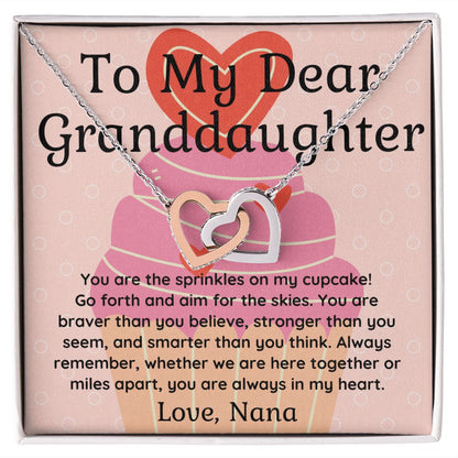 You are my Cupcake Sprinkles To Granddaughter From Nana Double Hearts Pendant Necklace