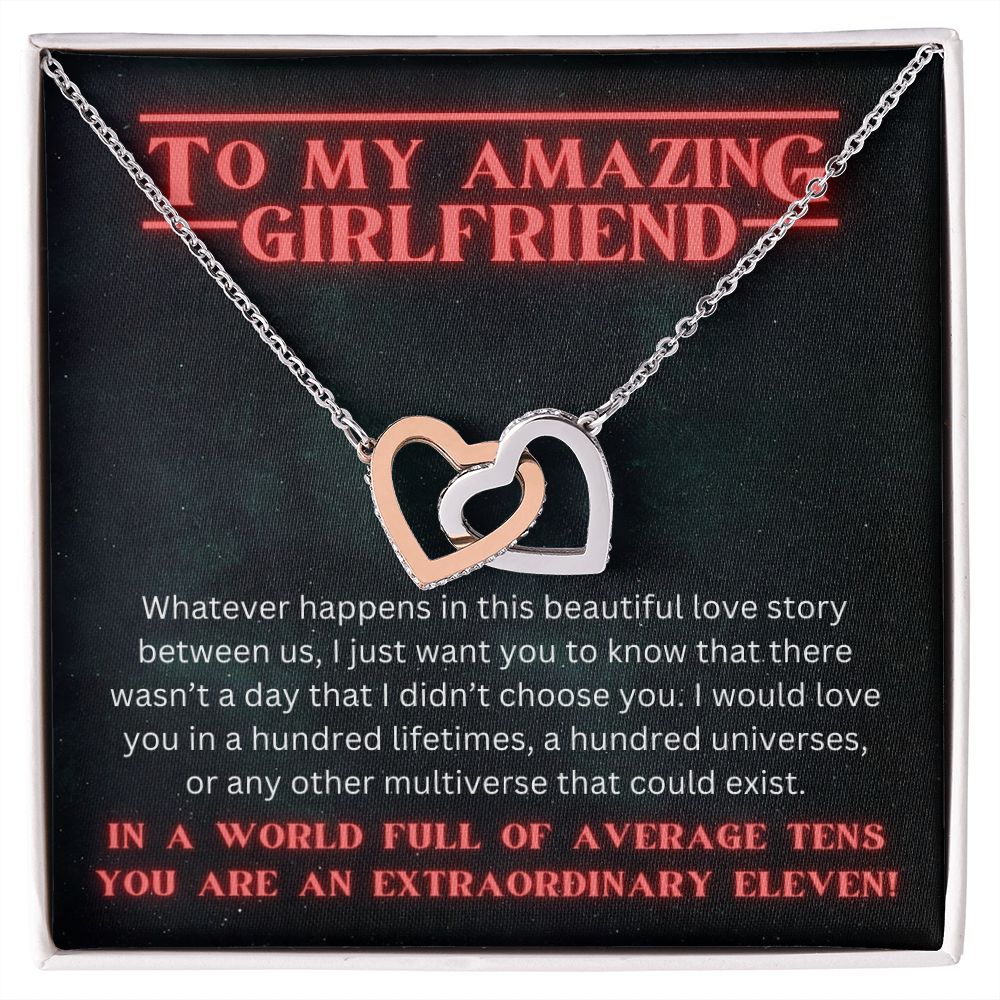 To Girlfriend Gift You are an Extraordinary Eleven Stranger Things Inspired Interlock Heart Necklace