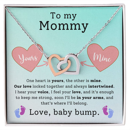 Gift to New Mom From Baby Bump One Heart is Yours the Other is Mine, Cute First Mother's Day, First Pregnancy Necklace