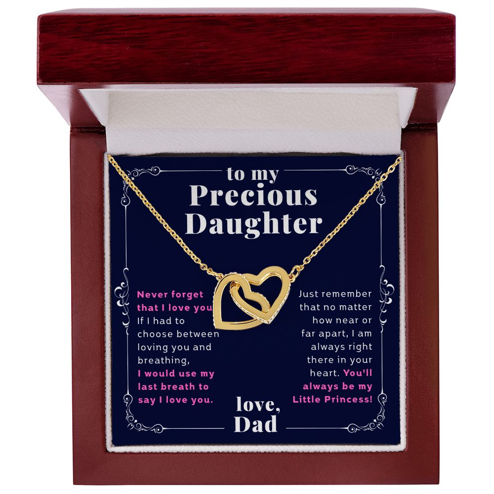 You'll Always Be My Little Princess To Daughter From Dad Interlocking Heart Necklace