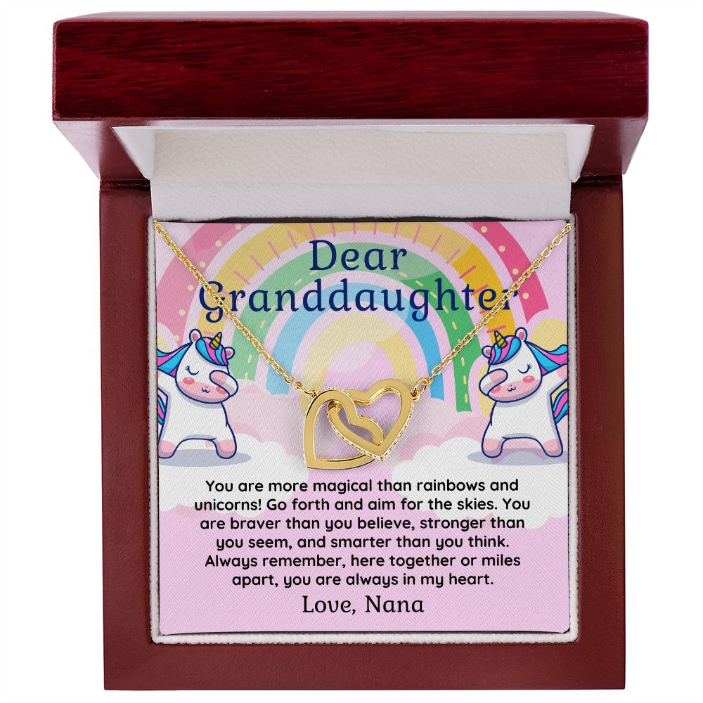 To Granddaughter From Nana More Magical then Unicorns Double Hearts Pendant Necklace