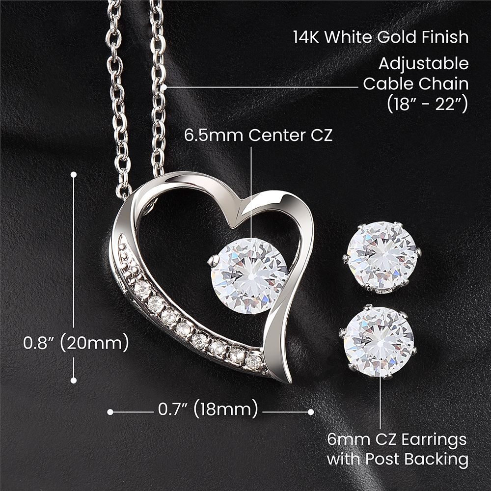 To My Drop Dead Gorgeous Wife Gift From Husband Forever Love Necklace and Earring Set