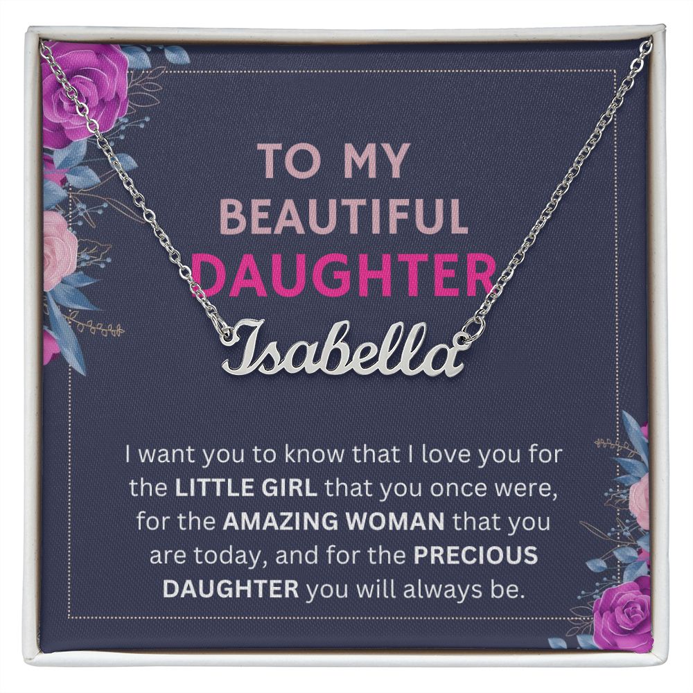 To My Beautiful Daughter Gift Custom Name Necklace From Mom or Dad
