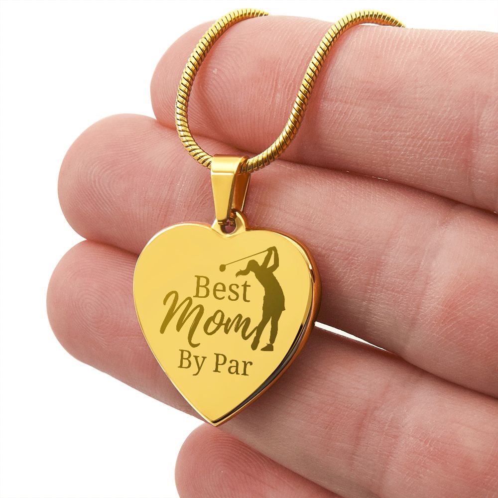 Best Mom By Par Gift For Golfing Mom Engraved Necklace for Mother's Day