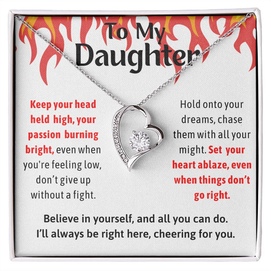 To My Daughter Inspirational Encouragement Heart Necklace