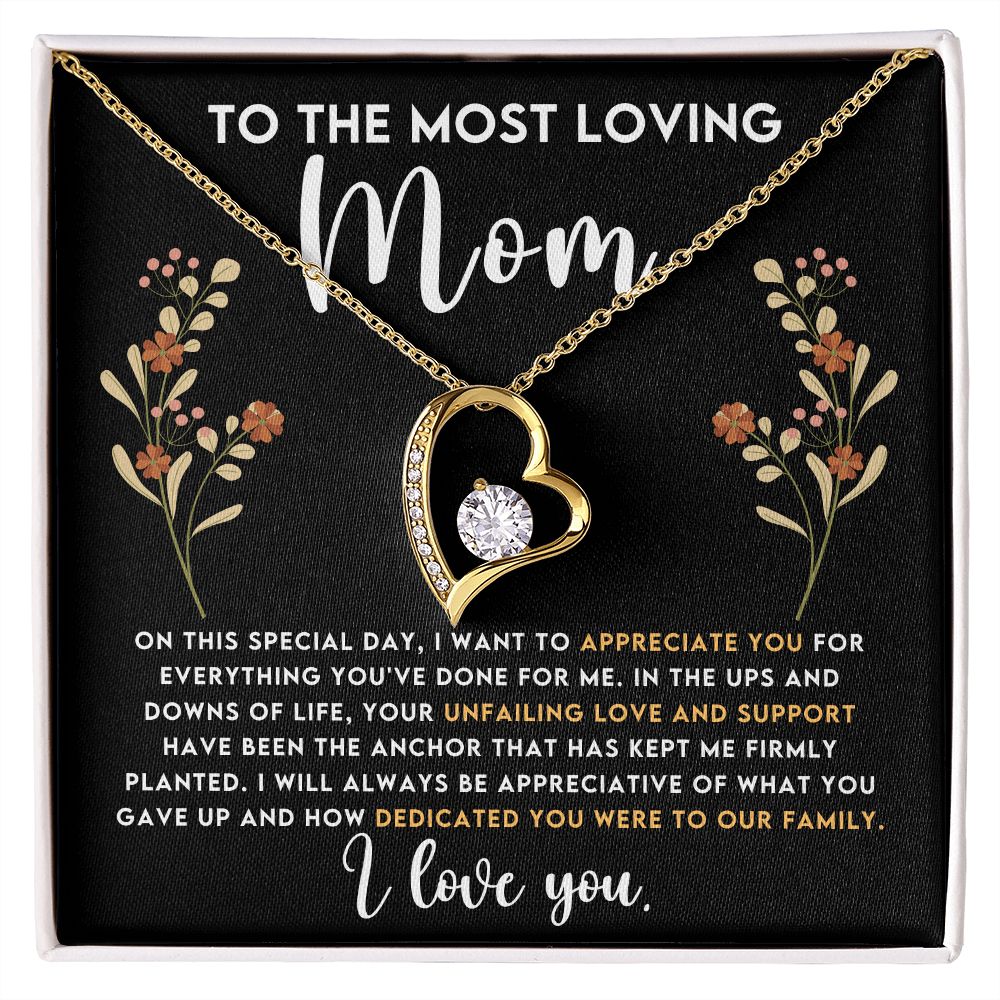 To My Loving Mom Gift I Appreciate You Forever Love Necklace For Birthday or Mother's Day
