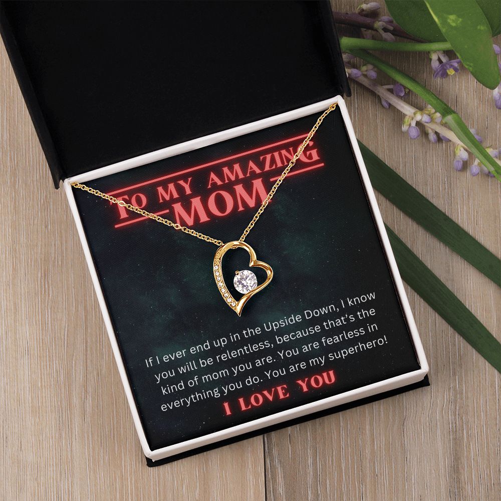 To My Mom Gift You are my Superhero Stranger Things Inspired Forever Love Necklace For Birthday or Mother's Day